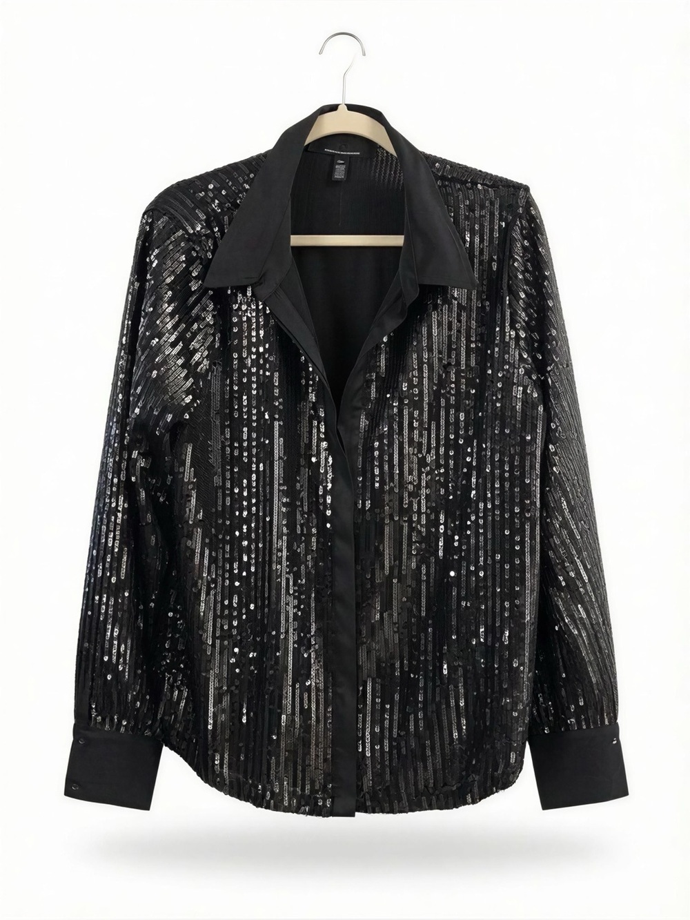 Women’s NWT Black Sequin Button-Up Shirt Size XL
